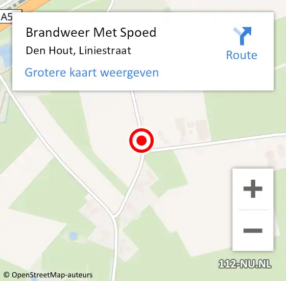 Locatie op kaart van de 112 melding: Brandweer Met Spoed Naar Den Hout, Liniestraat op 3 juni 2015 20:19