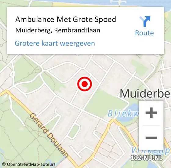 Locatie op kaart van de 112 melding: Ambulance Met Grote Spoed Naar Muiderberg, Rembrandtlaan op 3 juni 2015 20:52