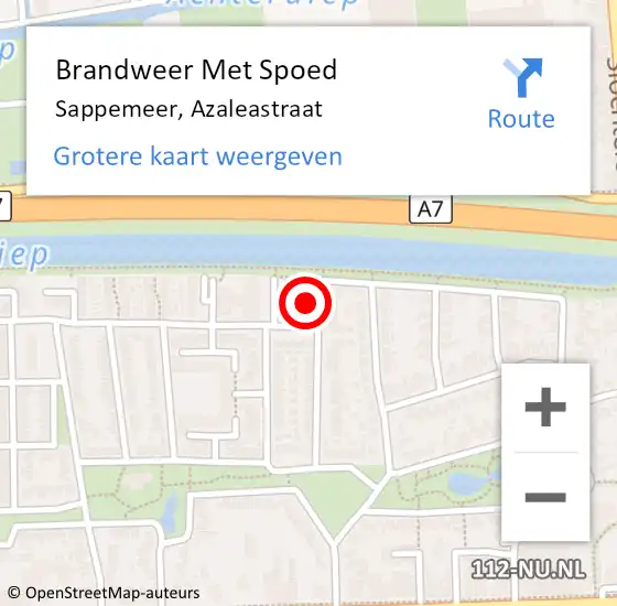 Locatie op kaart van de 112 melding: Brandweer Met Spoed Naar Sappemeer, Azaleastraat op 3 juni 2015 21:13