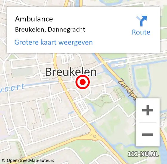 Locatie op kaart van de 112 melding: Ambulance Breukelen, Dannegracht op 9 november 2013 18:11