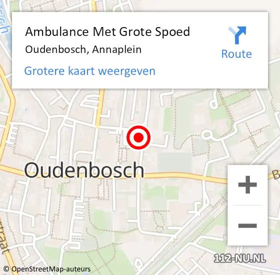 Locatie op kaart van de 112 melding: Ambulance Met Grote Spoed Naar Oudenbosch, Annaplein op 3 juni 2015 23:18