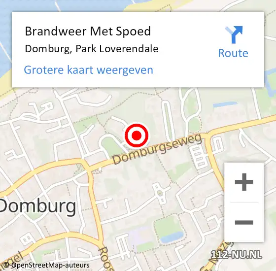 Locatie op kaart van de 112 melding: Brandweer Met Spoed Naar Domburg, Park Loverendale op 4 juni 2015 00:34