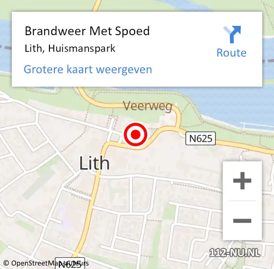 Locatie op kaart van de 112 melding: Brandweer Met Spoed Naar Lith, Huismanspark op 4 juni 2015 00:42