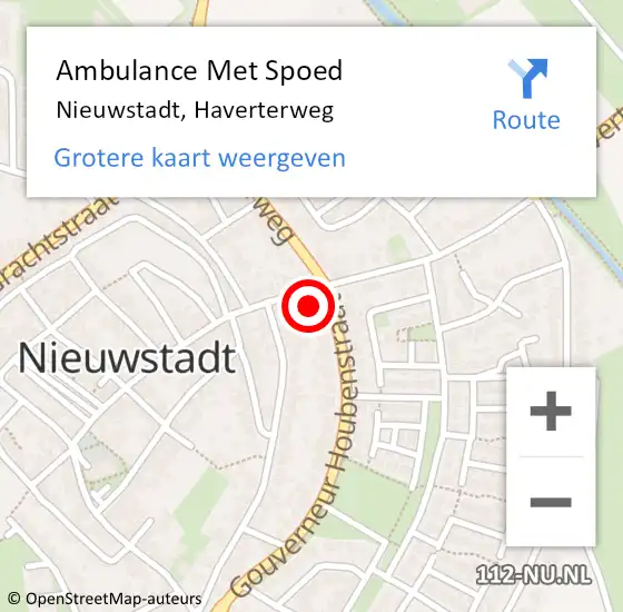 Locatie op kaart van de 112 melding: Ambulance Met Spoed Naar Nieuwstadt, Haverterweg op 4 juni 2015 03:32