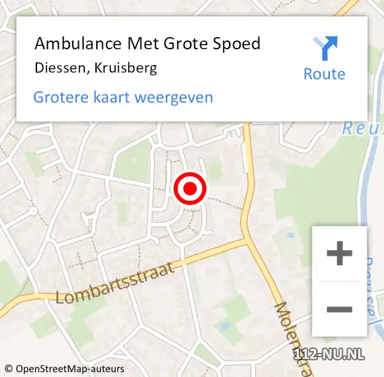 Locatie op kaart van de 112 melding: Ambulance Met Grote Spoed Naar Diessen, Kruisberg op 4 juni 2015 04:14