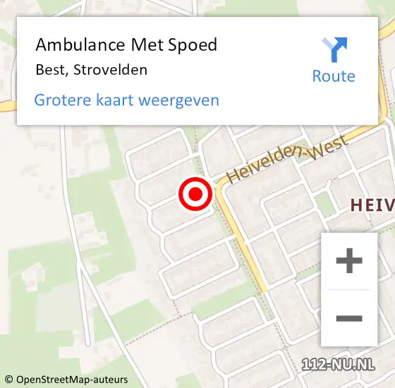 Locatie op kaart van de 112 melding: Ambulance Met Spoed Naar Best, Strovelden op 4 juni 2015 05:16