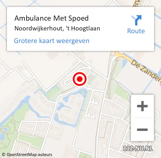 Locatie op kaart van de 112 melding: Ambulance Met Spoed Naar Noordwijkerhout, 't Hoogtlaan op 4 juni 2015 06:14