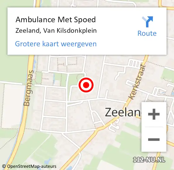 Locatie op kaart van de 112 melding: Ambulance Met Spoed Naar Zeeland, Van Kilsdonkplein op 4 juni 2015 07:41