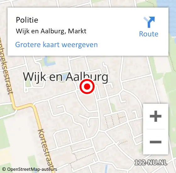 Locatie op kaart van de 112 melding: Politie Wijk en Aalburg, Markt op 4 juni 2015 07:49