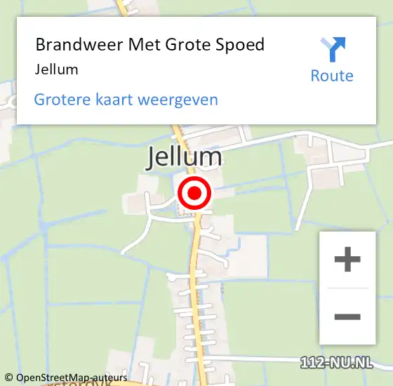 Locatie op kaart van de 112 melding: Brandweer Met Grote Spoed Naar Jellum op 9 november 2013 19:00