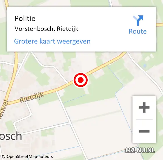 Locatie op kaart van de 112 melding: Politie Vorstenbosch, Rietdijk op 4 juni 2015 09:06