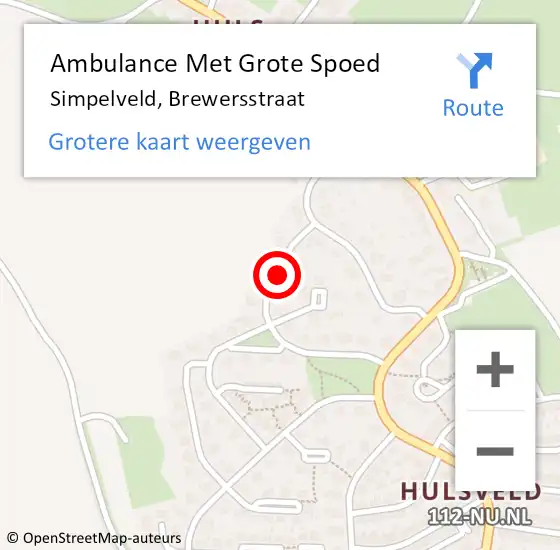 Locatie op kaart van de 112 melding: Ambulance Met Grote Spoed Naar Simpelveld, Brewersstraat op 4 juni 2015 09:20
