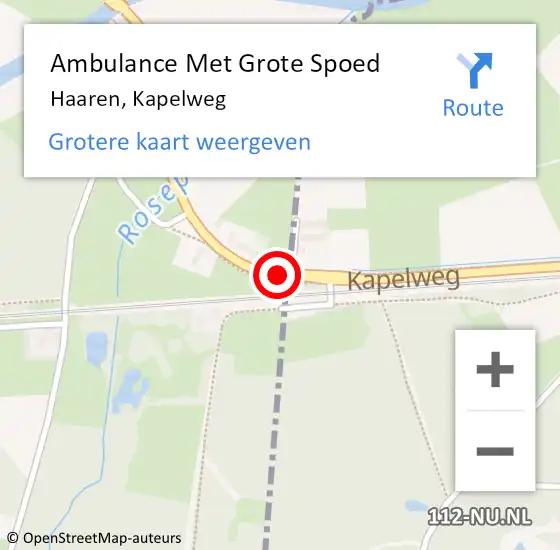 Locatie op kaart van de 112 melding: Ambulance Met Grote Spoed Naar Haaren, Kapelweg op 4 juni 2015 09:33