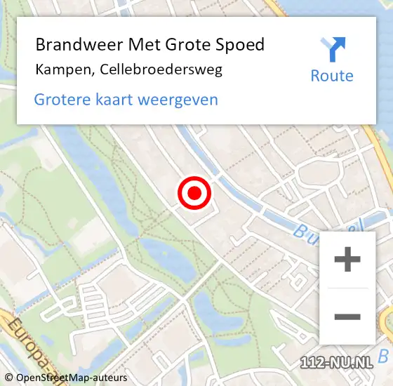 Locatie op kaart van de 112 melding: Brandweer Met Grote Spoed Naar Kampen, Cellebroedersweg op 4 juni 2015 09:42