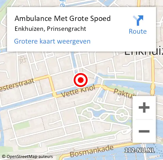 Locatie op kaart van de 112 melding: Ambulance Met Grote Spoed Naar Enkhuizen, Prinsengracht op 4 juni 2015 10:31