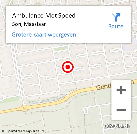 Locatie op kaart van de 112 melding: Ambulance Met Spoed Naar Son, Maaslaan op 4 juni 2015 10:36