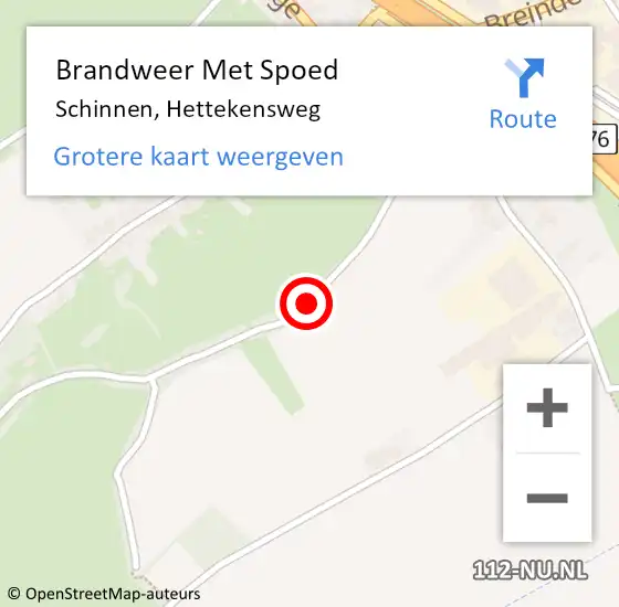 Locatie op kaart van de 112 melding: Brandweer Met Spoed Naar Schinnen, Hettekensweg op 4 juni 2015 11:06