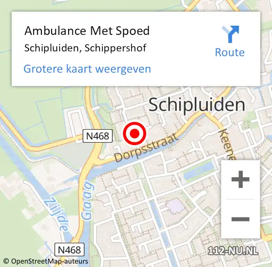 Locatie op kaart van de 112 melding: Ambulance Met Spoed Naar Schipluiden, Schippershof op 4 juni 2015 11:09