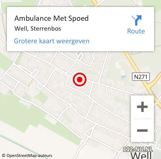 Locatie op kaart van de 112 melding: Ambulance Met Spoed Naar Well, Sterrenbos op 4 juni 2015 11:35