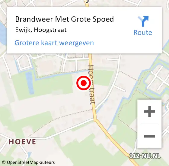 Locatie op kaart van de 112 melding: Brandweer Met Grote Spoed Naar Ewijk, Hoogstraat op 4 juni 2015 11:37