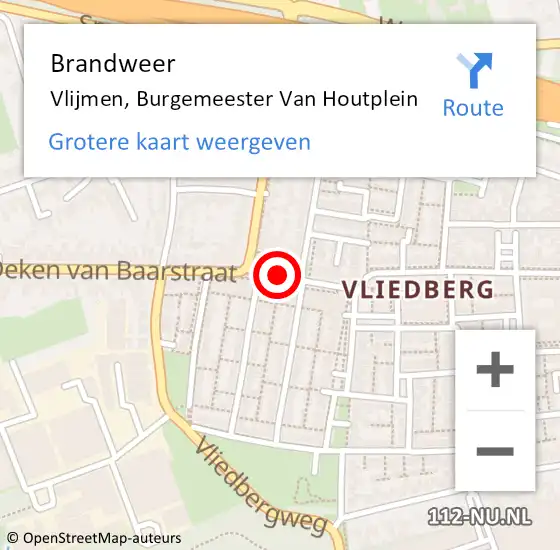 Locatie op kaart van de 112 melding: Brandweer Vlijmen, Burgemeester Van Houtplein op 4 juni 2015 11:46