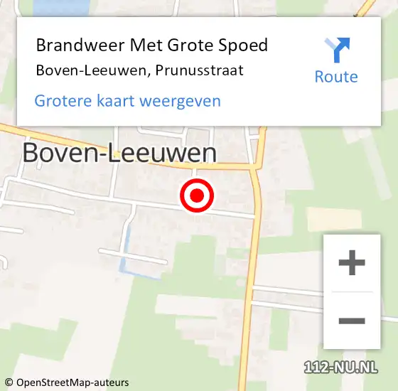 Locatie op kaart van de 112 melding: Brandweer Met Grote Spoed Naar Boven-Leeuwen, Prunusstraat op 9 november 2013 19:30