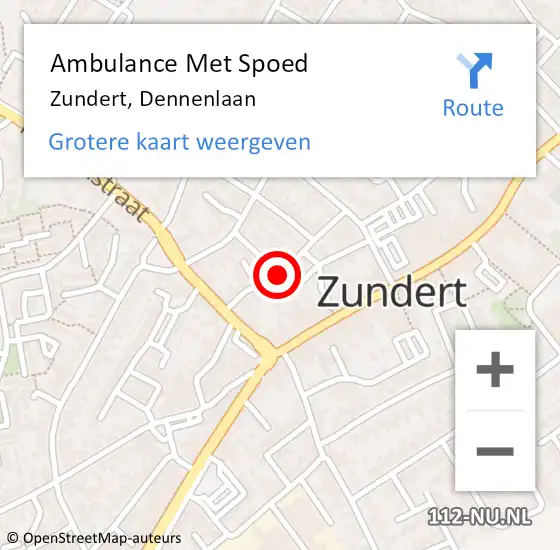 Locatie op kaart van de 112 melding: Ambulance Met Spoed Naar Zundert, Dennenlaan op 4 juni 2015 12:56