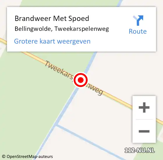 Locatie op kaart van de 112 melding: Brandweer Met Spoed Naar Bellingwolde, Tweekarspelenweg op 4 juni 2015 13:00