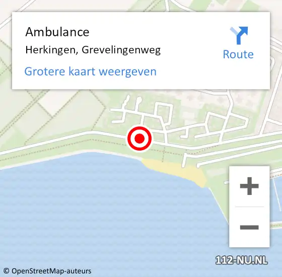 Locatie op kaart van de 112 melding: Ambulance Herkingen, Grevelingenweg op 4 juni 2015 13:20