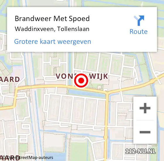 Locatie op kaart van de 112 melding: Brandweer Met Spoed Naar Waddinxveen, Tollenslaan op 9 november 2013 19:40