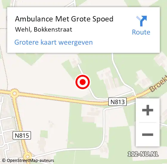 Locatie op kaart van de 112 melding: Ambulance Met Grote Spoed Naar Wehl, Bokkenstraat op 4 juni 2015 13:31