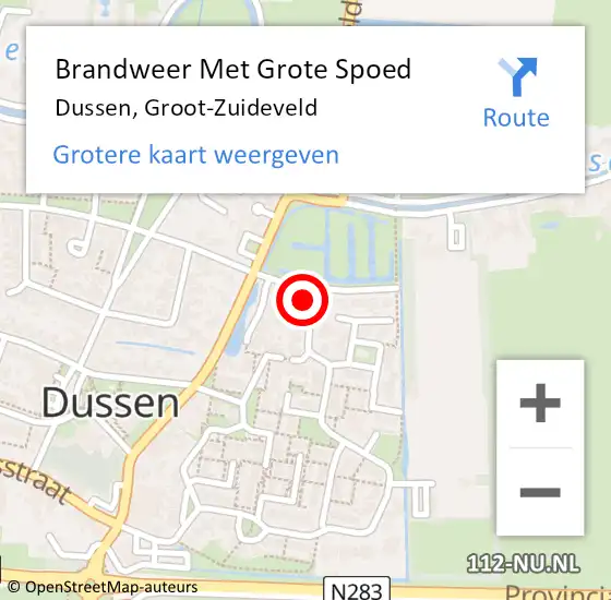 Locatie op kaart van de 112 melding: Brandweer Met Grote Spoed Naar Dussen, Groot-Zuideveld op 4 juni 2015 13:56