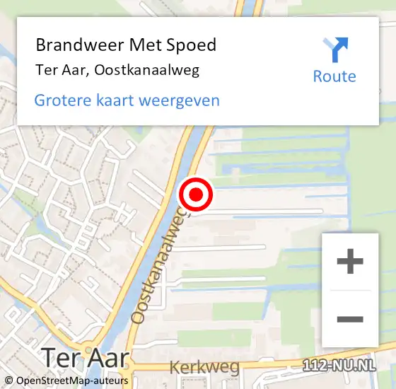 Locatie op kaart van de 112 melding: Brandweer Met Spoed Naar Ter Aar, Oostkanaalweg op 4 juni 2015 14:01