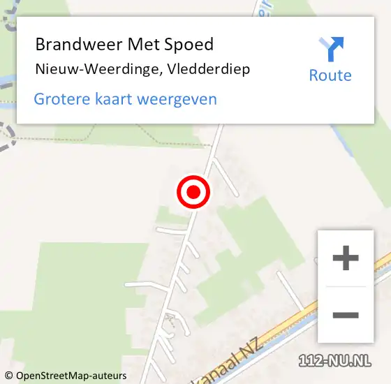 Locatie op kaart van de 112 melding: Brandweer Met Spoed Naar Nieuw-Weerdinge, Vledderdiep op 9 november 2013 19:50