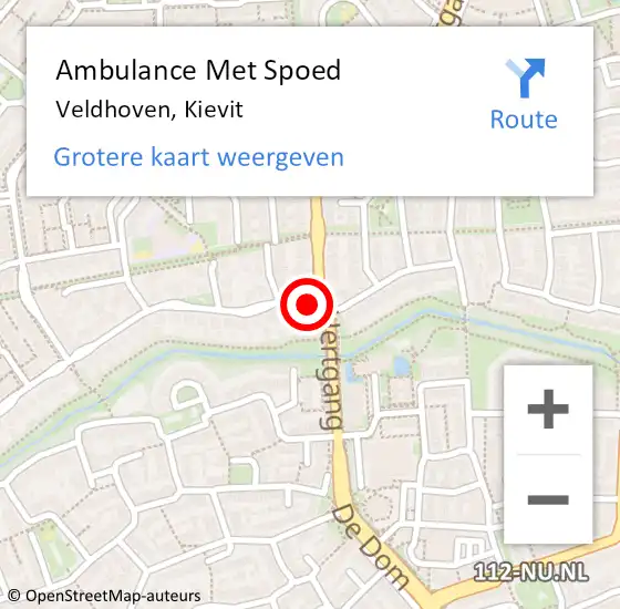 Locatie op kaart van de 112 melding: Ambulance Met Spoed Naar Veldhoven, Kievit op 4 juni 2015 14:48