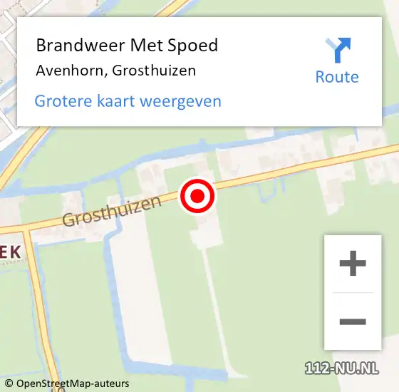 Locatie op kaart van de 112 melding: Brandweer Met Spoed Naar Avenhorn, Grosthuizen op 4 juni 2015 15:19