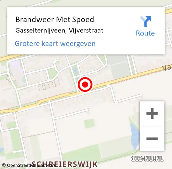 Locatie op kaart van de 112 melding: Brandweer Met Spoed Naar Gasselternijveen, Vijverstraat op 9 november 2013 20:01