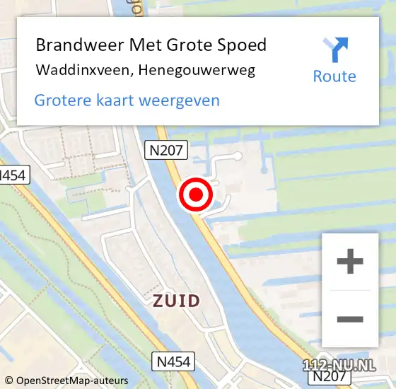 Locatie op kaart van de 112 melding: Brandweer Met Grote Spoed Naar Waddinxveen, Henegouwerweg op 4 juni 2015 15:50