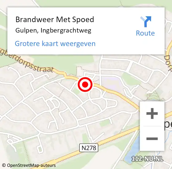 Locatie op kaart van de 112 melding: Brandweer Met Spoed Naar Gulpen, Ingbergrachtweg op 4 juni 2015 15:53