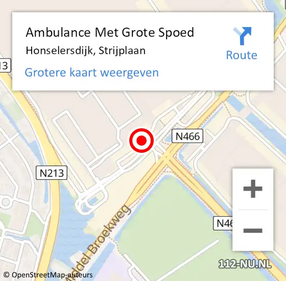 Locatie op kaart van de 112 melding: Ambulance Met Grote Spoed Naar Honselersdijk, Strijplaan op 4 juni 2015 16:01