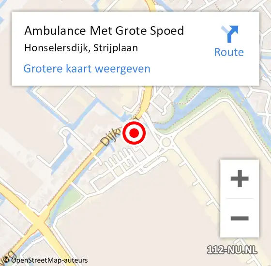 Locatie op kaart van de 112 melding: Ambulance Met Grote Spoed Naar Honselersdijk, Strijplaan op 4 juni 2015 16:04