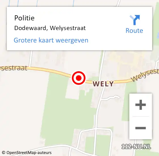 Locatie op kaart van de 112 melding: Politie Dodewaard, Welysestraat op 4 juni 2015 16:14