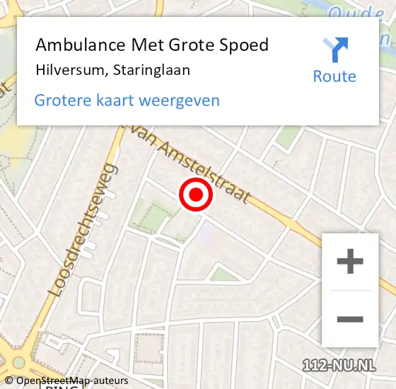 Locatie op kaart van de 112 melding: Ambulance Met Grote Spoed Naar Hilversum, Staringlaan op 4 juni 2015 16:18