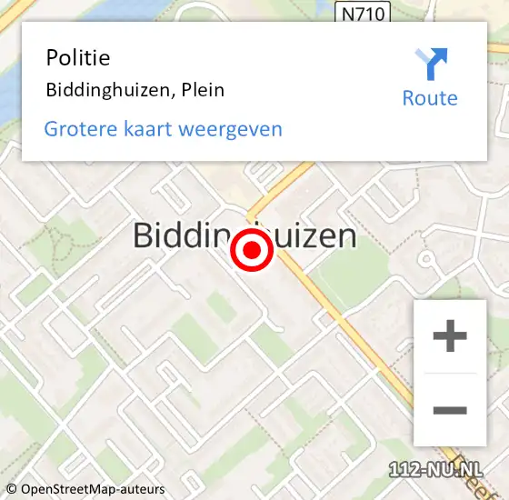 Locatie op kaart van de 112 melding: Politie Biddinghuizen, Plein op 4 juni 2015 16:48