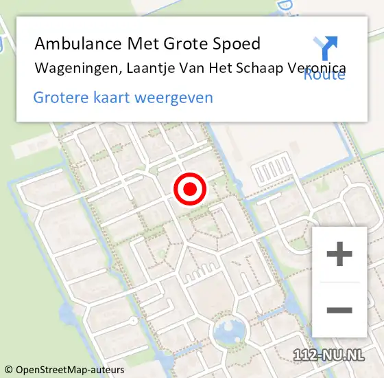 Locatie op kaart van de 112 melding: Ambulance Met Grote Spoed Naar Wageningen, Laantje Van Het Schaap Veronica op 4 juni 2015 18:15