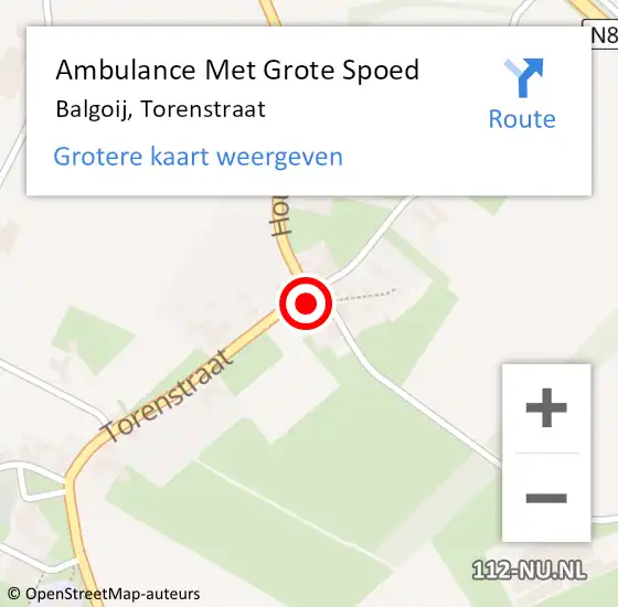 Locatie op kaart van de 112 melding: Ambulance Met Grote Spoed Naar Balgoij, Torenstraat op 4 juni 2015 19:06