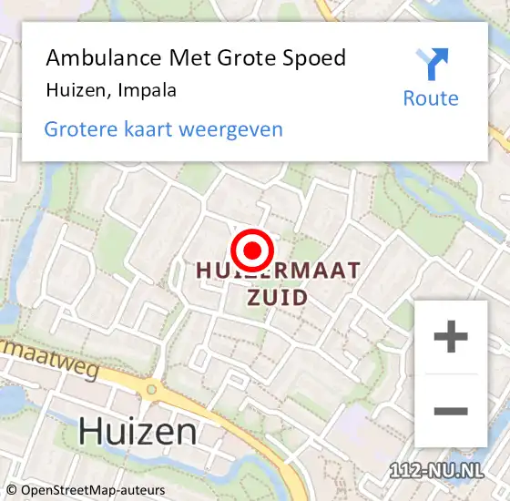 Locatie op kaart van de 112 melding: Ambulance Met Grote Spoed Naar Huizen, Impala op 4 juni 2015 19:17