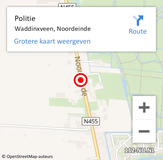 Locatie op kaart van de 112 melding: Politie Waddinxveen, Noordeinde op 4 juni 2015 19:56