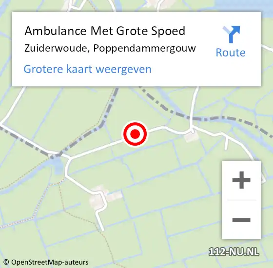 Locatie op kaart van de 112 melding: Ambulance Met Grote Spoed Naar Zuiderwoude, Poppendammergouw op 4 juni 2015 19:59