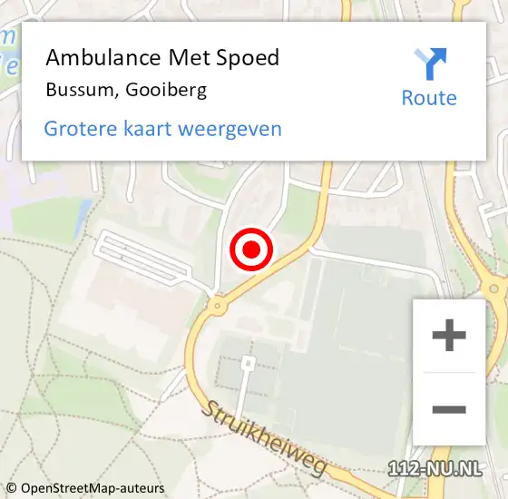 Locatie op kaart van de 112 melding: Ambulance Met Spoed Naar Bussum, Gooiberg op 4 juni 2015 22:17